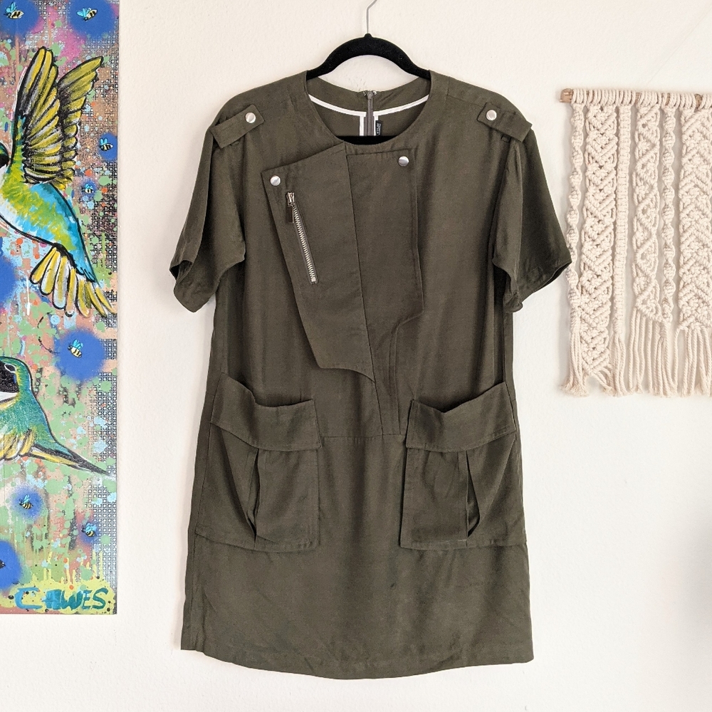 NWT Thomas Wylde Bramble Army Green Shift Dress Sz XS